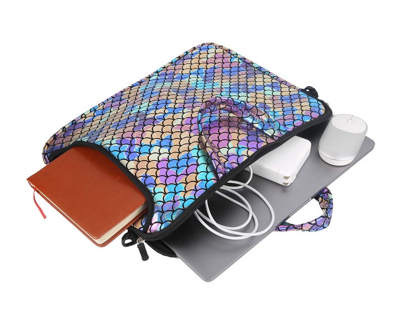 Youda 11.6-Inch Laptop Shoulder Messenger Carrying Bag Case Sleeve For 11" 11.6" 12" 12.5 inch Macbook/Notebook/Ultrabook/Chromebook, Mermaid Scale (Colorful) - Image 4